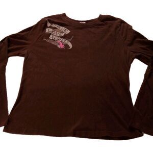 Women's Y2K My Funny Valentine Brown Long Sleeve Shirt Love Always Size Large